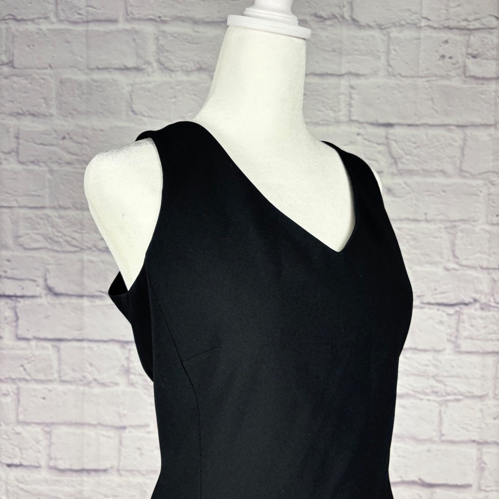 Jones New York Platinum Womens Black V-Neck Sheath Dress Size 12 Sleeveless LBD - Picture 3 of 10